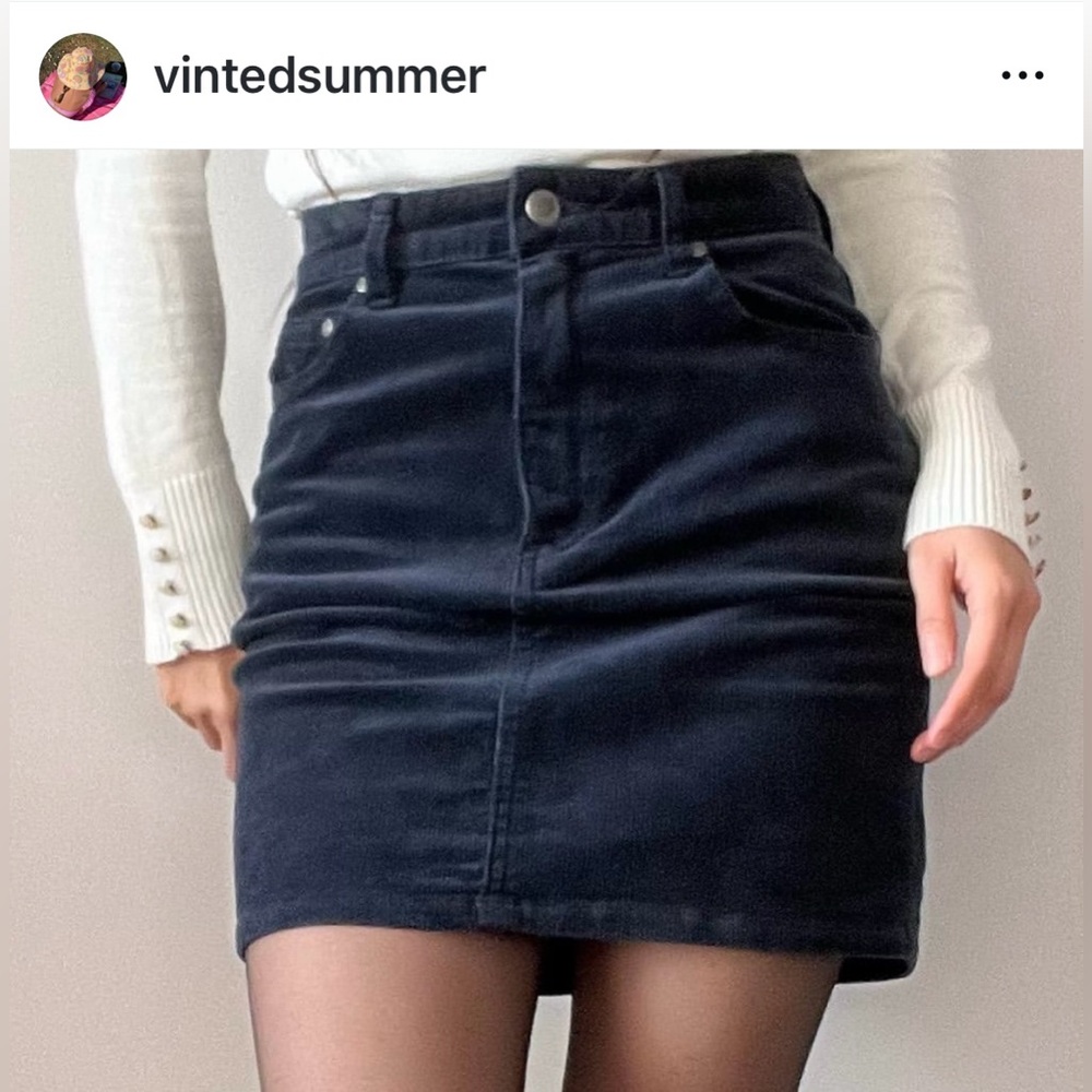 💙RVCA Molly Corduroy Mini Skirt Dark Navy Size 24 Jupe Courte Velours – Marine